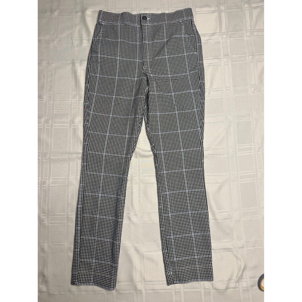 Hollister Pants Women M Black Gingham Ultra High-Rise Slim Leg Stretch Trousers